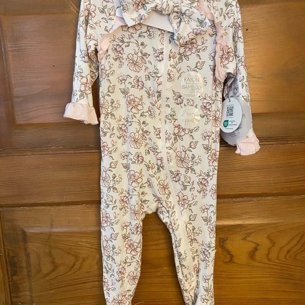 Floral Kids One Piece - Pink and White